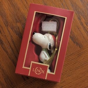 Lenox Festive Snoopy Ornament with Red and Gold Accents